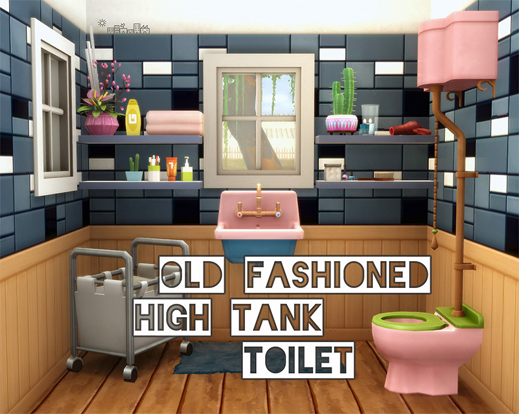 Old Fashioned High Tank Toilet by Picture Amoebae Sims 4 CC
