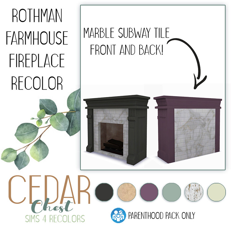 Rothman Farmhouse Fireplace Recolor by the-cedar-chest TS4 CC