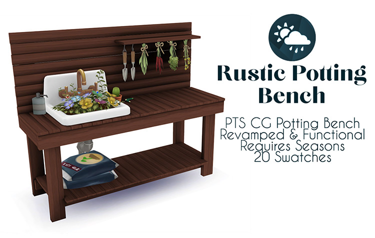 Rustic Potting Bench by Cate Grace Sims for Sims 4