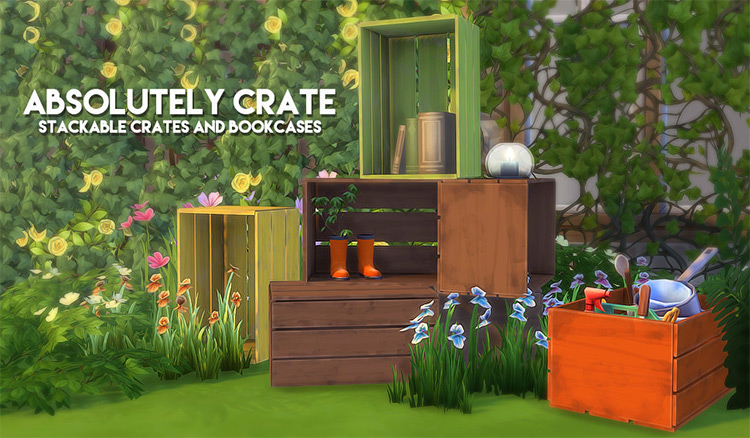 Absolutely Crate: Stackable Crates and Bookcases by The Plumbob Architect Sims 4 CC