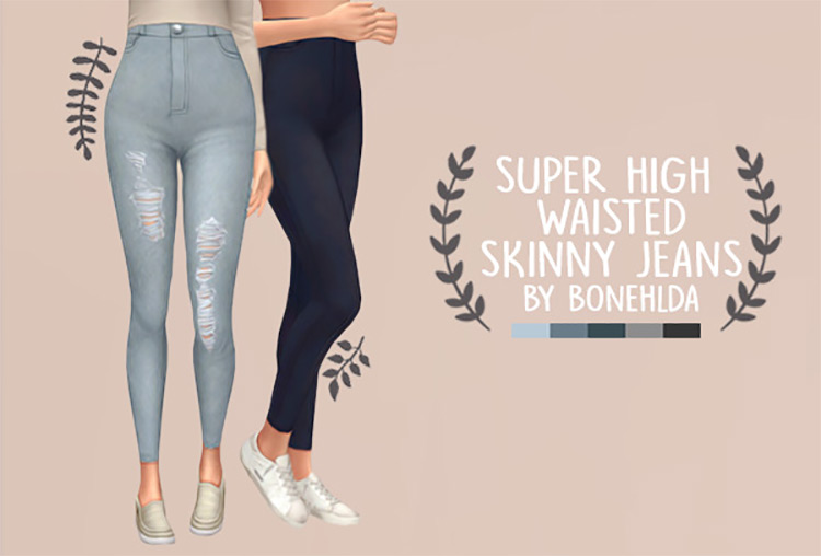 Super High Waisted Skinny Jeans for Sims 4
