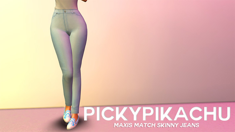 PickyPikachu’s Maxis Match High Waist Denim Skinny Jeans TS4 CC