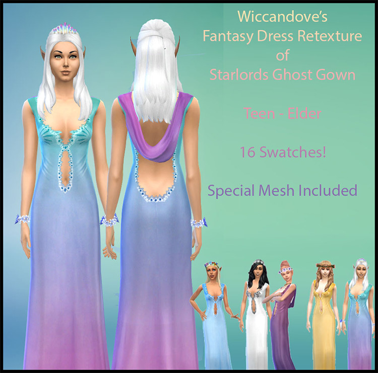 Wiccandove’s Fantasy Dress Retexture by wiccandove / TS4 CC