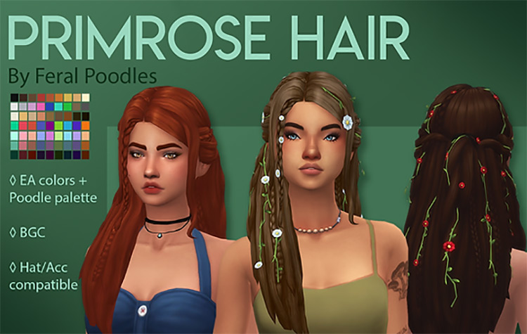 Primrose Hair by feral poodles TS4 CC