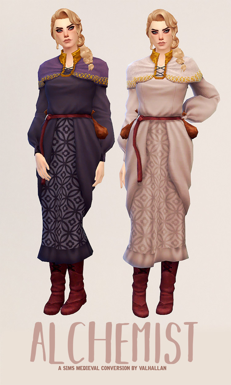 Alchemist: ‘The Sims Medieval’ Outfit Conversion by valhallan Sims 4 CC