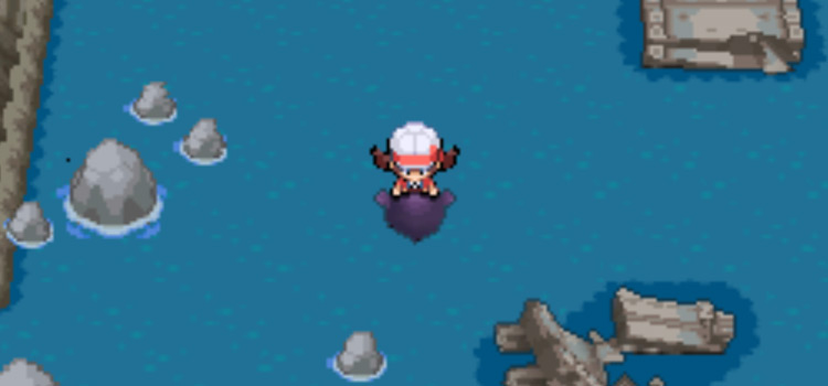 Surfing in Dragons Den in HeartGold