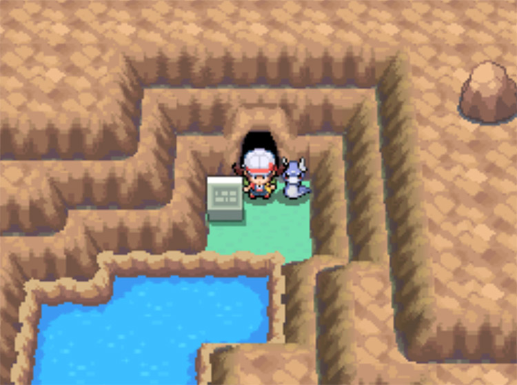 The entrance to Dragon's Den in Blackthorn City / Pokemon HGSS