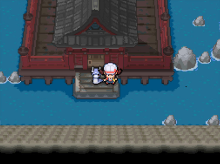 The shrine deep inside Dragon's Den, where the Master awaits / Pokemon HGSS