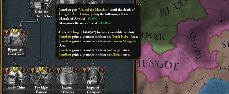 The Manchu mission tree gives a very strong general / Europa Universalis IV