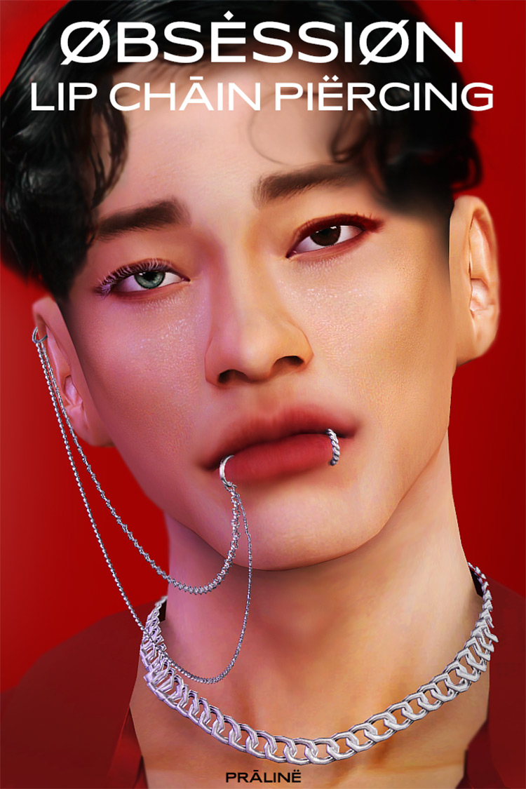 Obsession Lip Chain Piercing for Sims 4