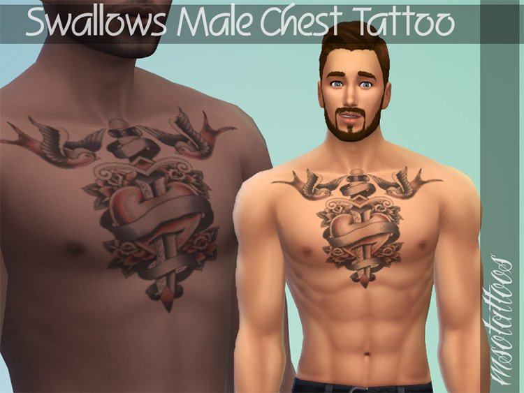 Swallows Chest Tattoo TS4 CC
