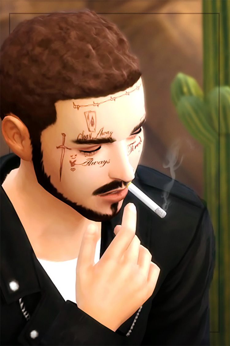 Post Malone Face Tattoos for Sims 4
