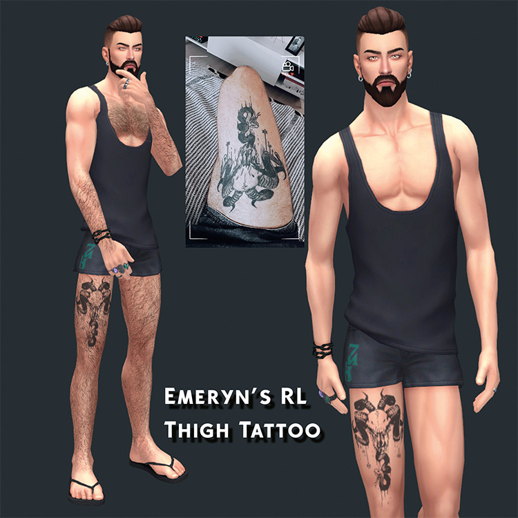 Emeryn’s RL Thigh Tattoo for Sims 4