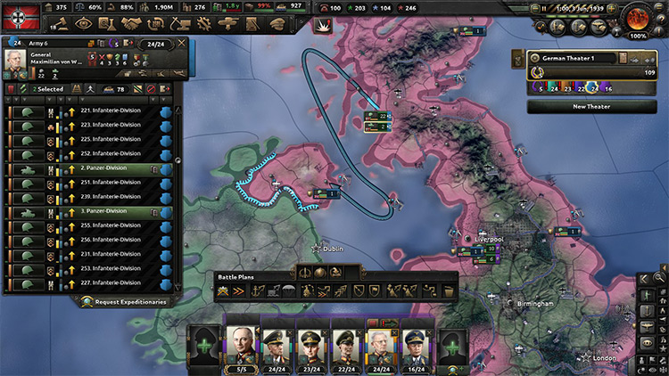 The troops will automatically cross the ocean to their new orders / HOI4
