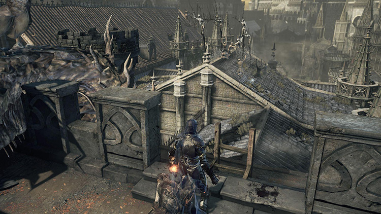 The Ledge overlooking the roof covered with Hollows / DS3