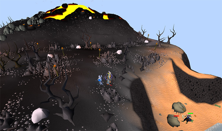 The Volcano overlooking the crab shore / OSRS