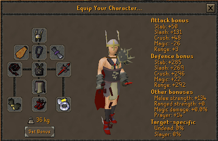 High-end crab training melee gear / OSRS