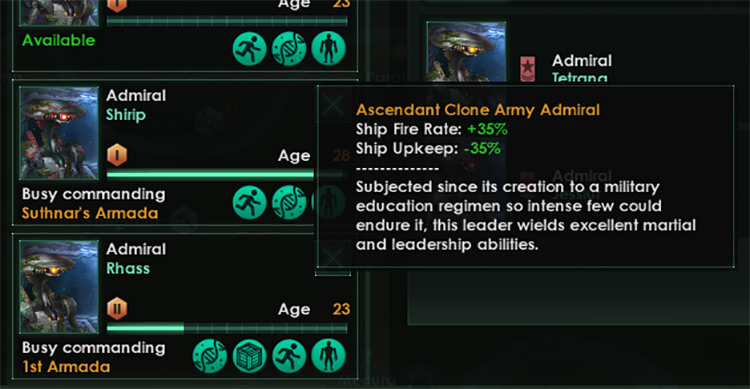 Ascendant Clone Admiral Trait Description / Stellaris