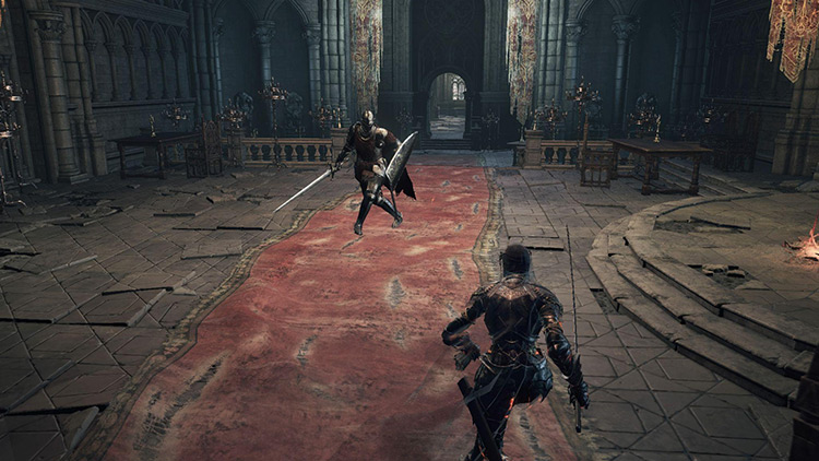 Fighting a Lothric Knight by the Lothric Castle Bonfire / DS3