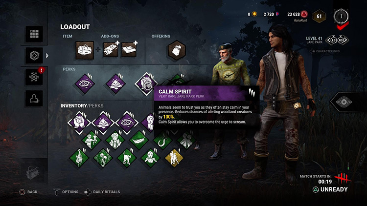 Jake and Bill with the Calm Spirit perk information / DBD