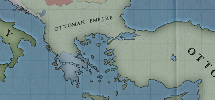 Greece surrounded by the Ottoman Empire