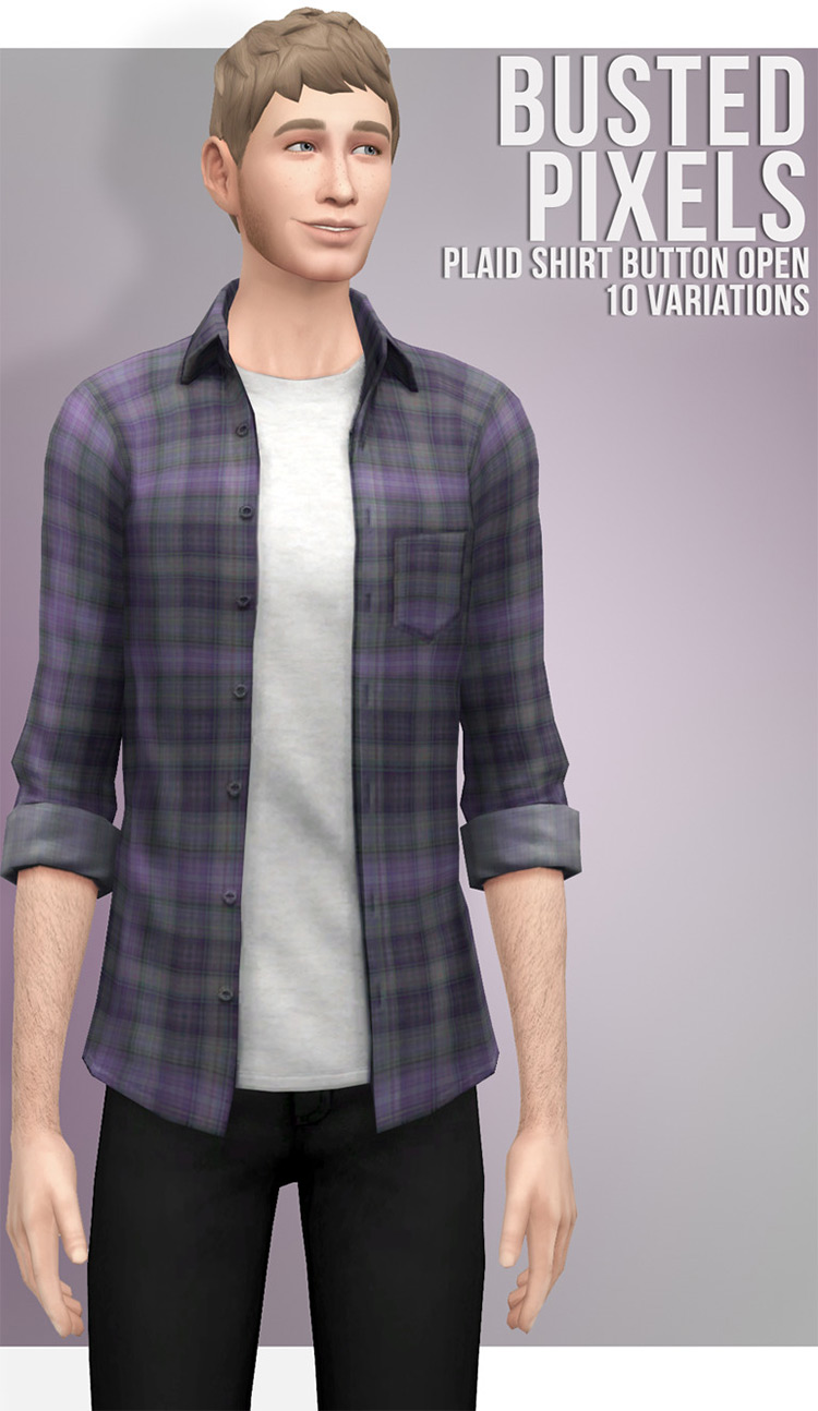 Plaid Shirt Button Open / Sims 4 CC