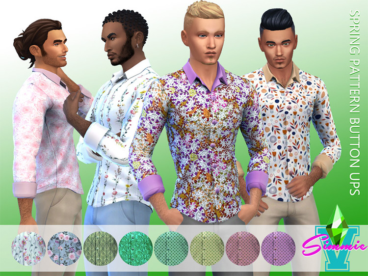 Spring Print Button Up / Sims 4 CC