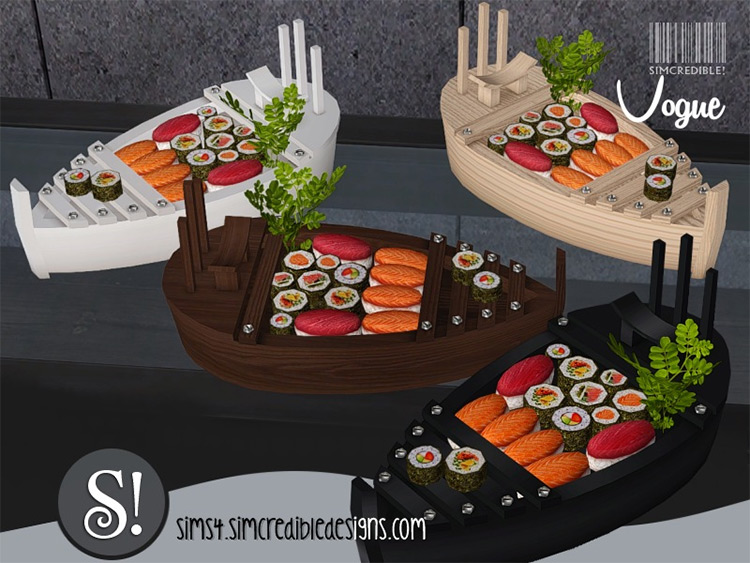 Vogue Tray Boat Sushi / Sims 4 CC