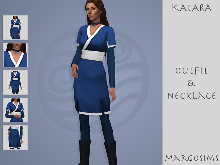 Katara Outfit & Necklace / Sims 4 CC