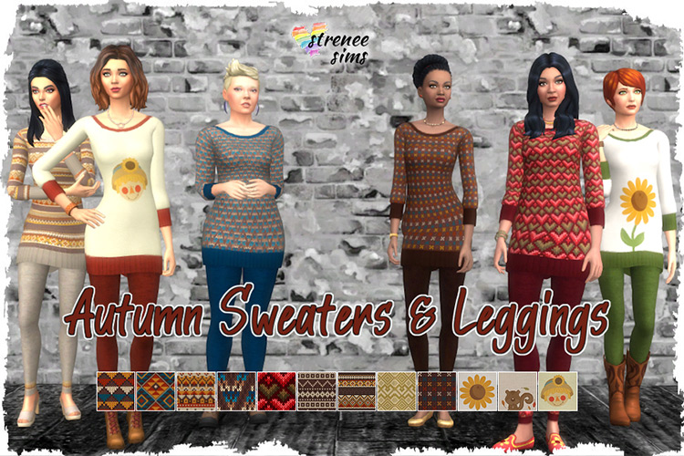 Autumn Sweaters & Leggings / Sims 4 CC