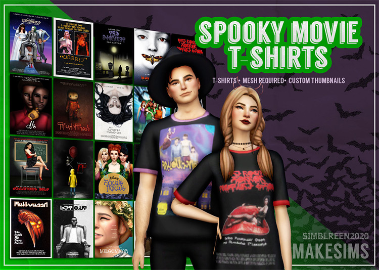 Spooky Movie T-Shirts / Sims 4 CC