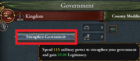 Strengthen Government button in the Government screen / EU4