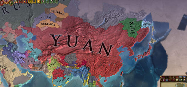 The Great Yuan nation formed in EU4