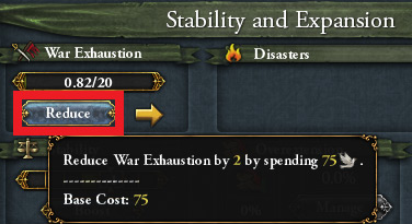 Reduce your war exhaustion in the Stability screen / EU4