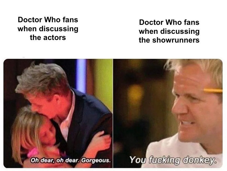 Dr Who fans discussing actors vs showrunners