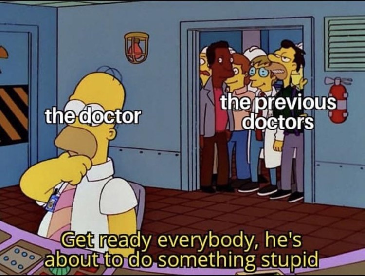 The previous doctors watching the current doctor