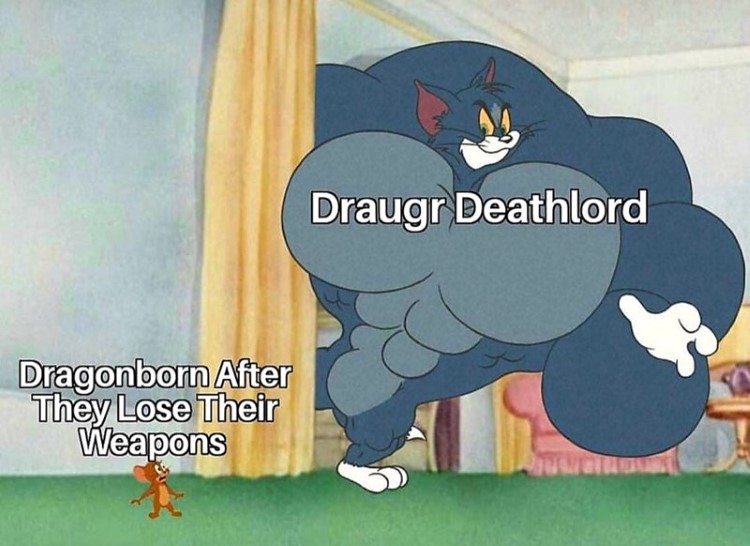 Draugr Deathlord vs Dragonborn after losing weapons