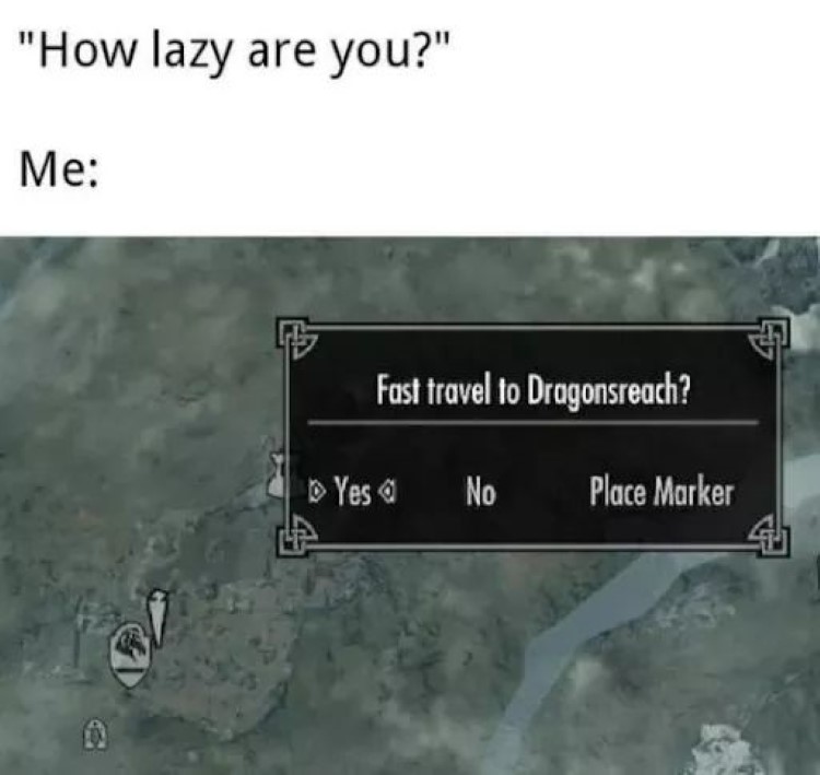 How lazy are you? Fast travel to Dragonsreach? meme