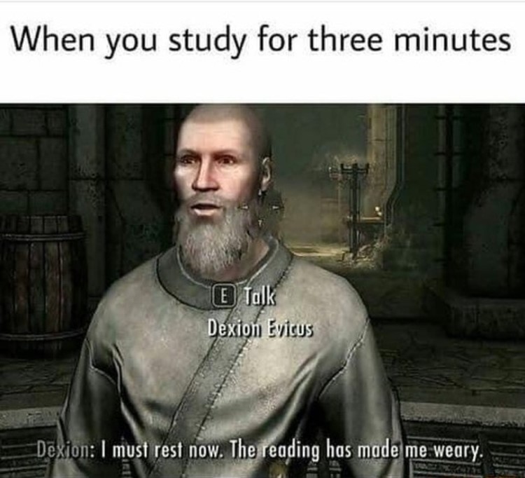 When you study for three minutes meme