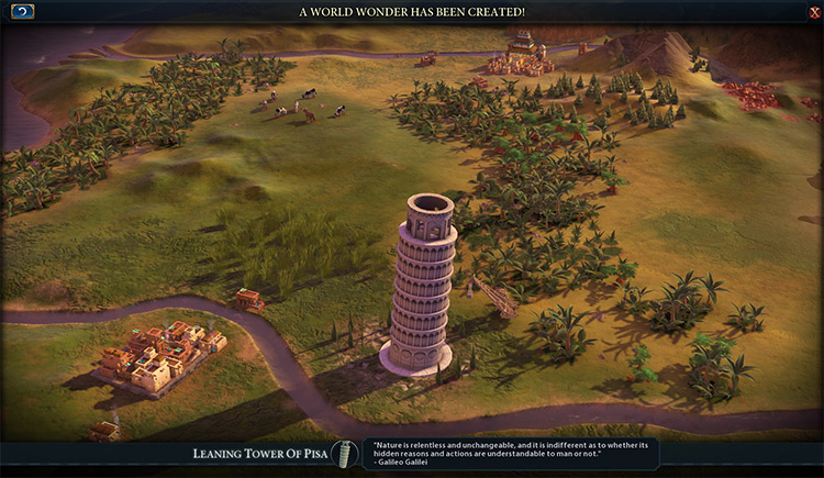 Torre inclinada de Pisa en civilización vi mod