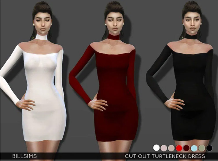 Screenshot of Turtle Neck Dress CC in TS4