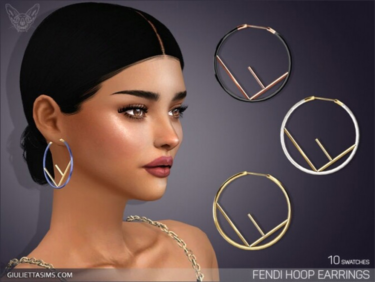 Designer Hoop Earrings for Sims4 CC