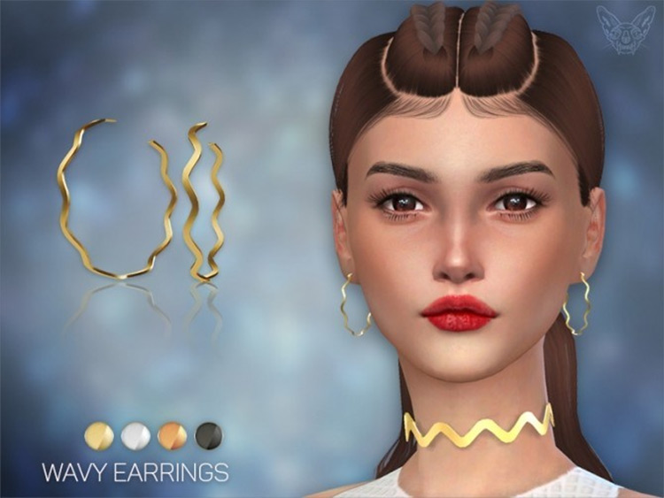 Wavy Hoops Earrings - Sims4 CC