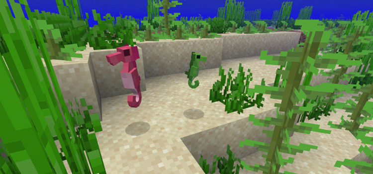 Seahorses underwater in Minecraft - Mod Screenshot
