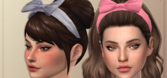 Pink and White hair bow headbands - TS4 CC