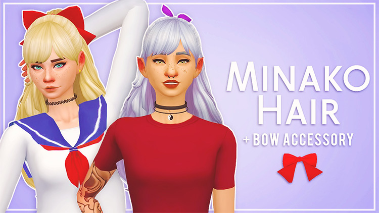 Minako Hair and Bow Accessory TS4 CC