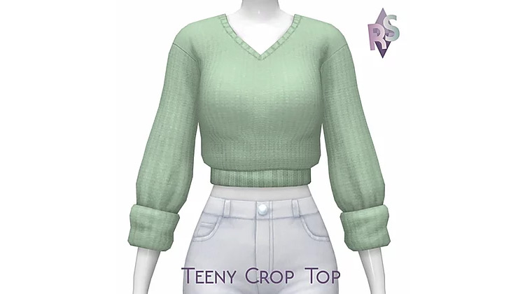 Warm yet teeny sweater crop-top style - TS4 CC