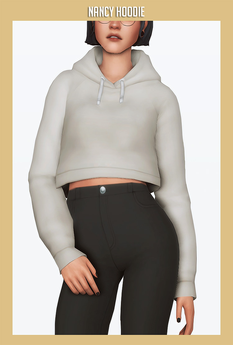 Cute female nancy hoodie crop-top style TS4 CC