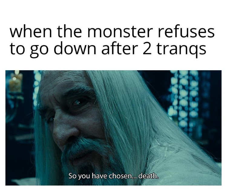 When the monster refuses after 2 tranqs