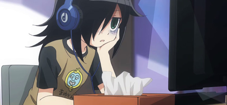 Watamote Tomoko Kuroki on the computer - Screenshot